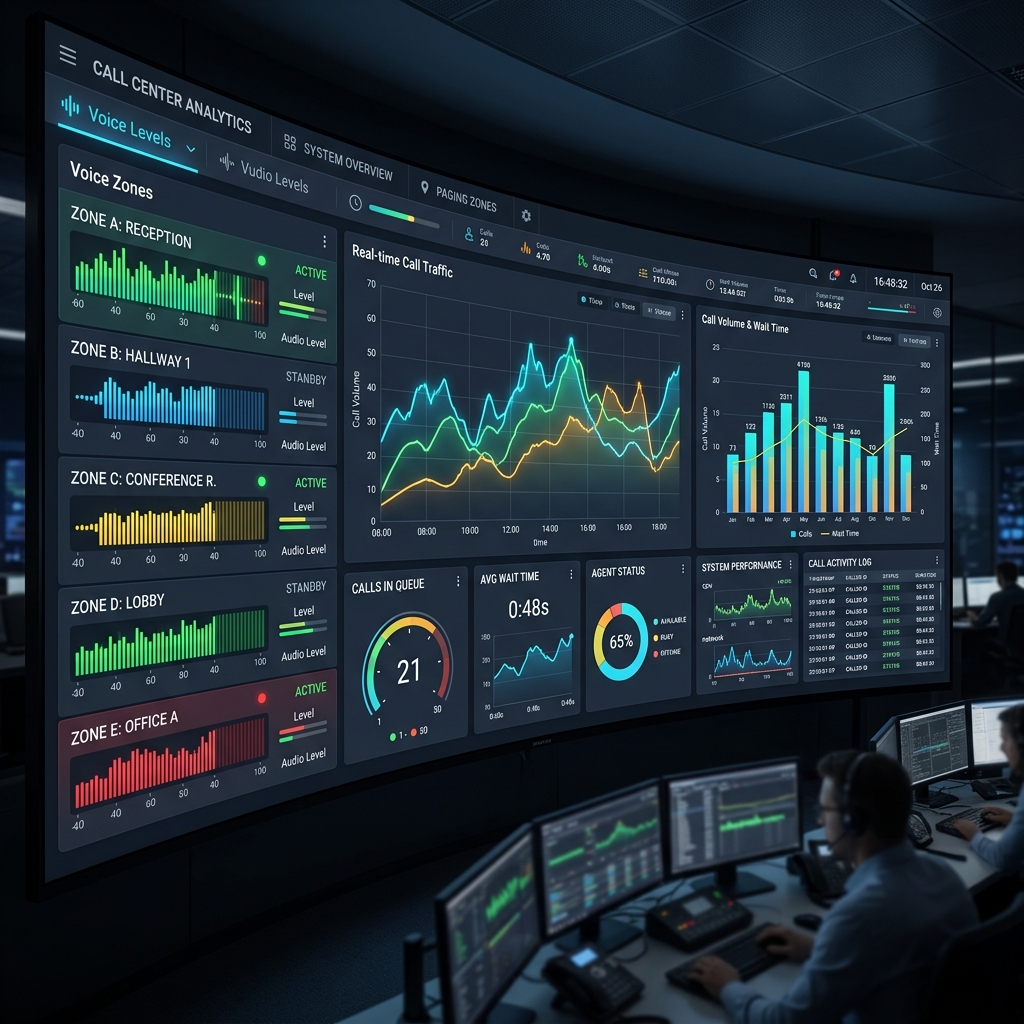 Panel de control de voceo IP y call center